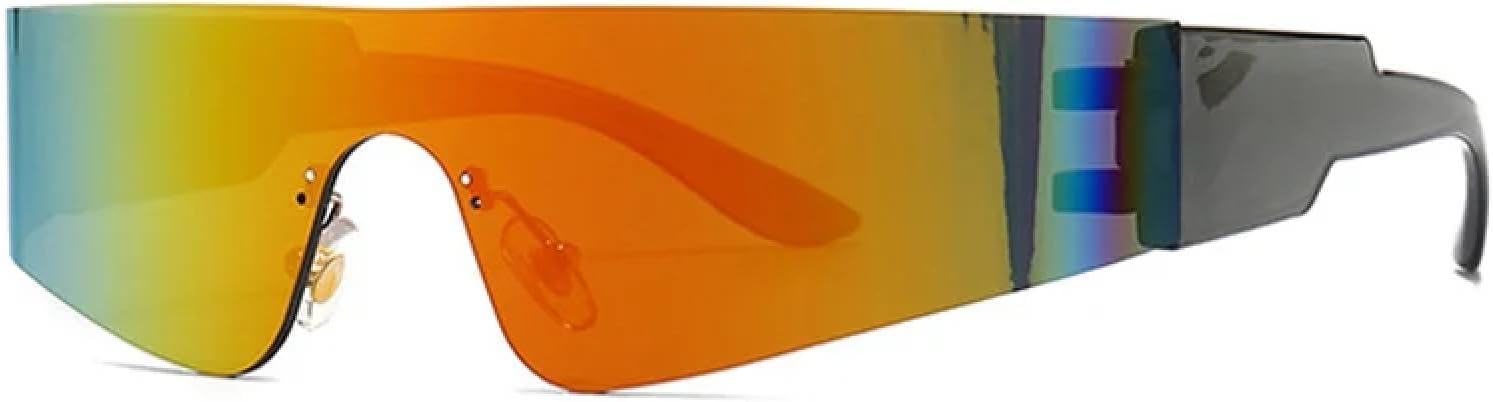 

Ретро уникальные цельные мужские солнцезащитные очки, модные, с разноцветными зеркальными линзами, защитой от УФ-излучения UV400, спортивные, для вождения, женские, в стиле панк TVTBBVV, Grey Red Mirror