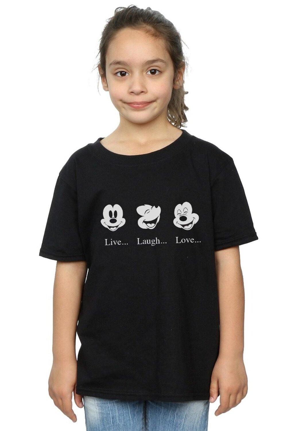 

Хлопковая футболка с Микки Маусом Live Love Laugh Disney, черный
