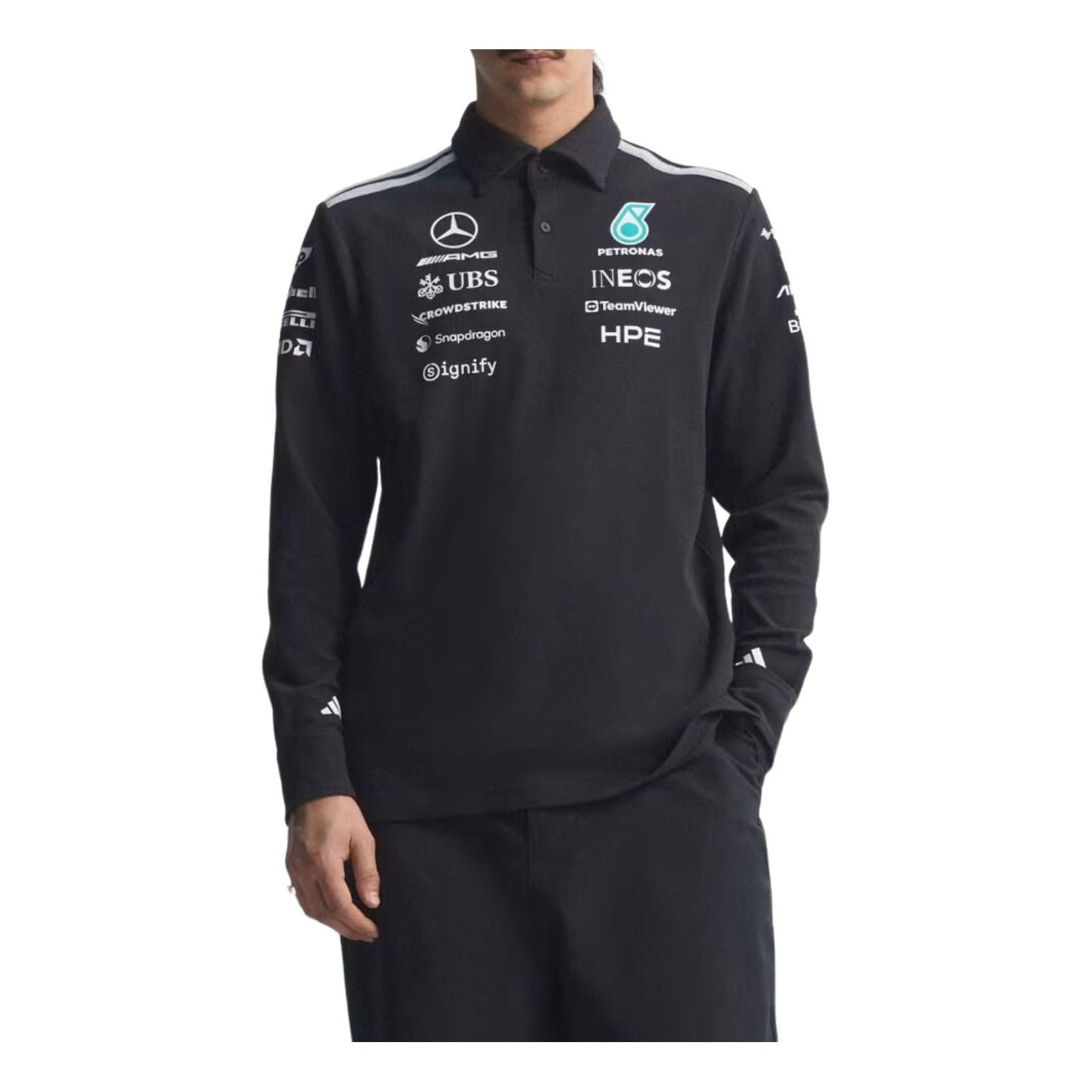 

Футболка-поло Adidas x Mercedes AMG Petronas Formula 1 Team Engineers с длинными рукавами, черная