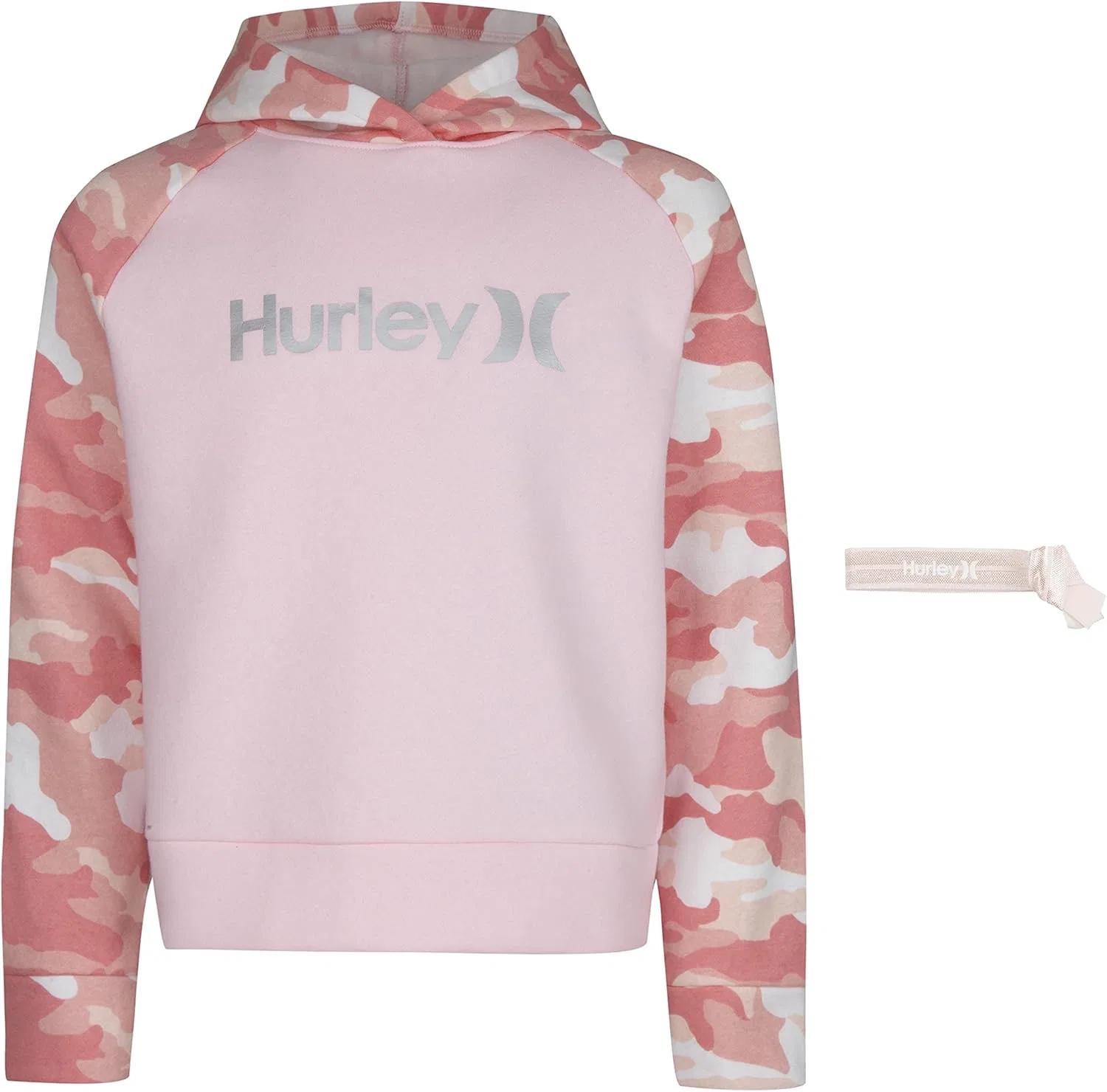 Детская толстовка Hurley One and Only, набор с аксессуаром для волос, Arctic Pink/Camo