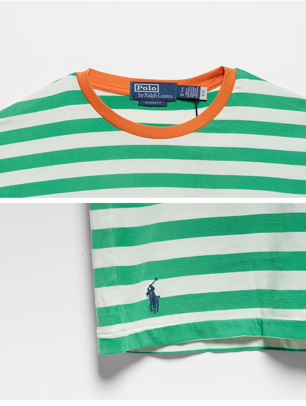 Мужская полосатая футболка Classic Fit Jersey зелёная от Polo Ralph Lauren — фото 4