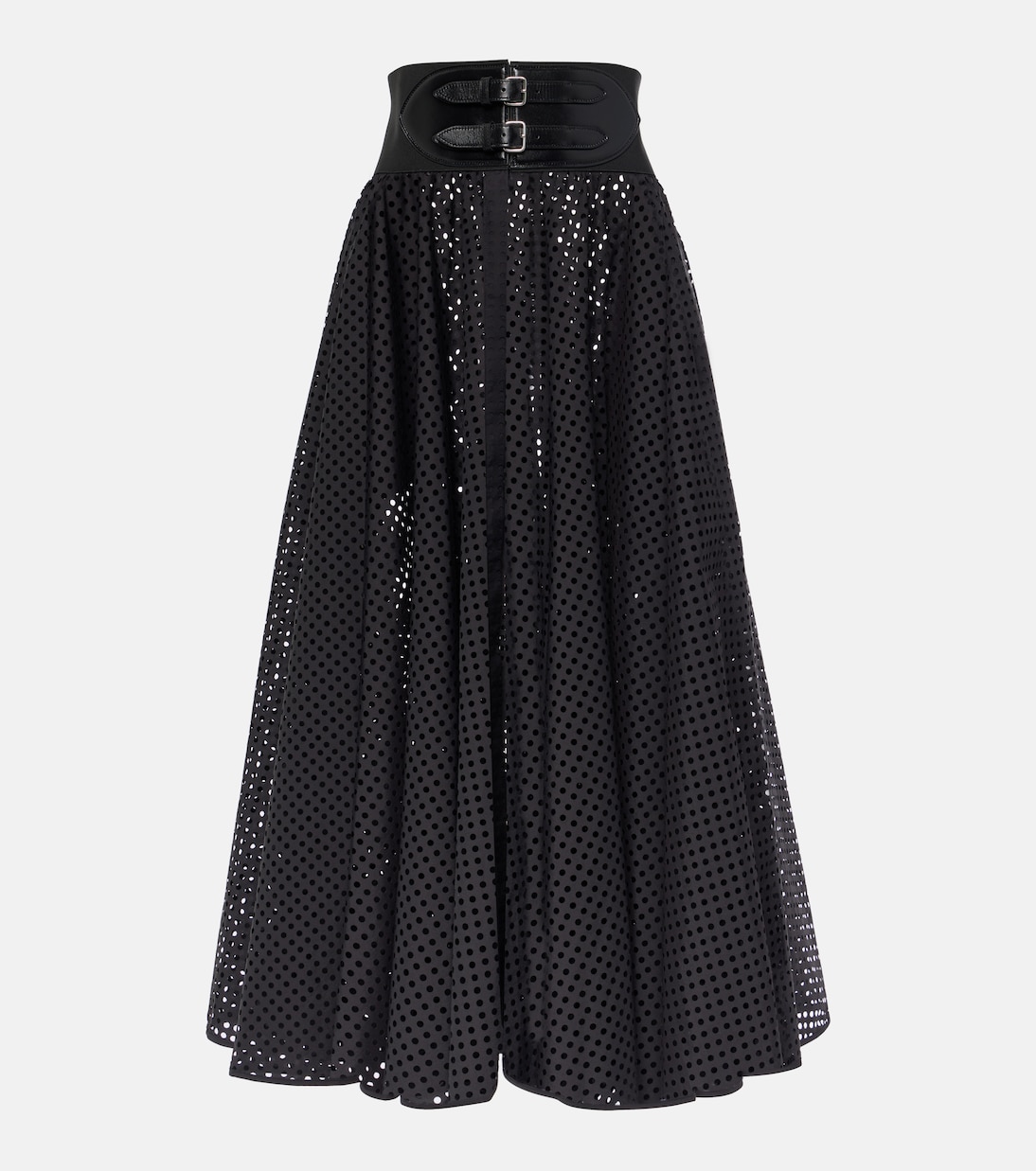 

Юбка миди из смесовой хлопковой ткани Alaïa, Noir Alaia