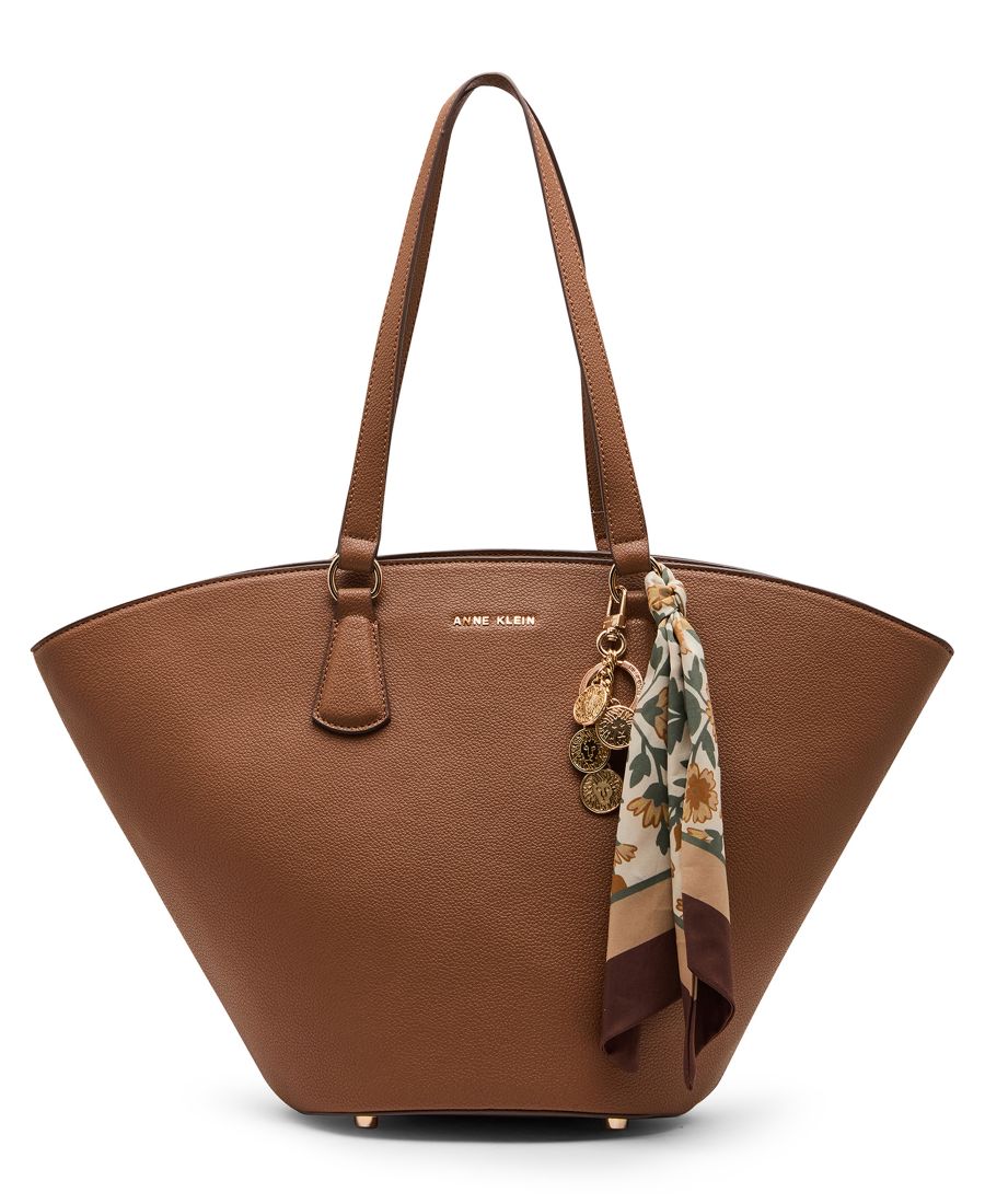 

Сумка-шоппер с текстурированным шарфом очень большого размера Anne Klein, Chestnut