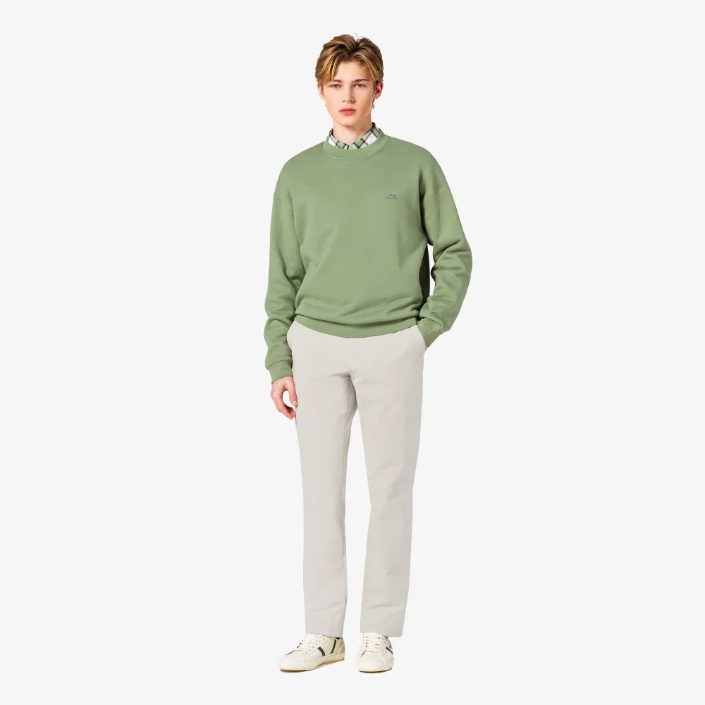 Мужские брюки в рубчик с начёсом кремовые от Lacoste — фото 3