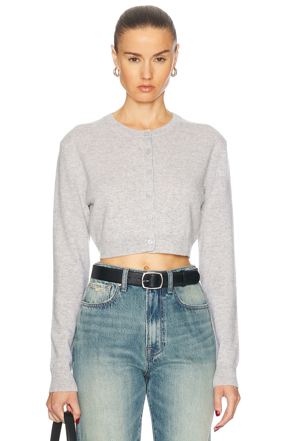 

Кашемировый приталенный кардиган Enza Costa, цвет Heather Grey