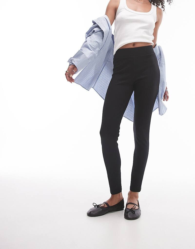 

Черные леггинсы в рубчик Topshop