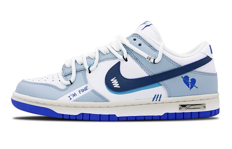 

Кроссовки для скейтбординга Dunk женские с низким верхом, синий/белый Nike