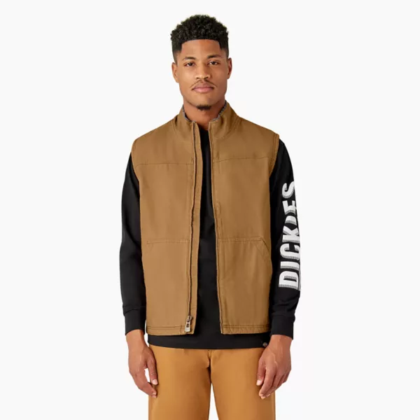 

Мужской жилет из парусины с высоким ворсом и флисовой подкладкой Dickies, цвет rinsed brown