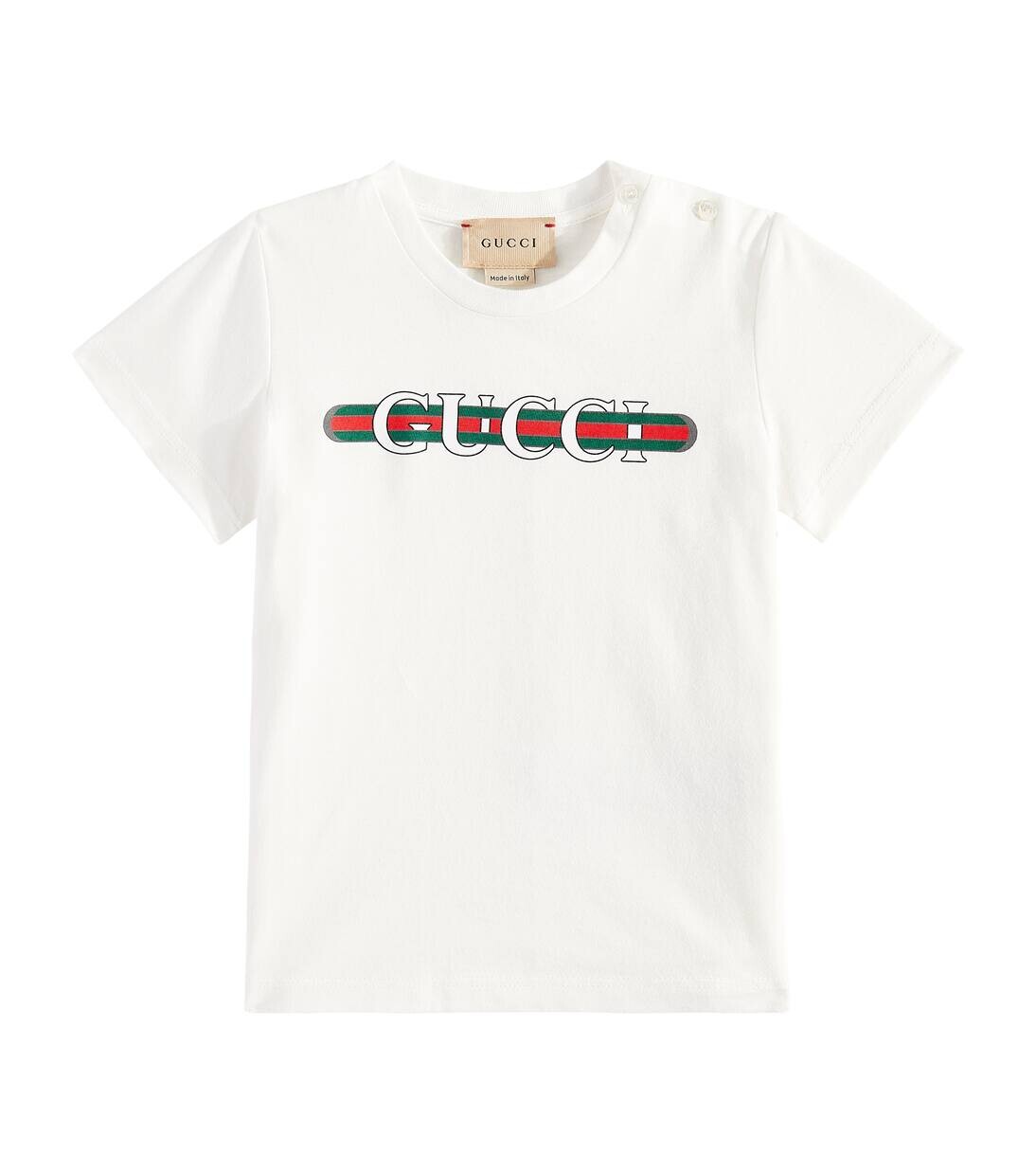 

Футболка из хлопкового джерси с логотипом для малышей Gucci Kids, цвет new white/mc