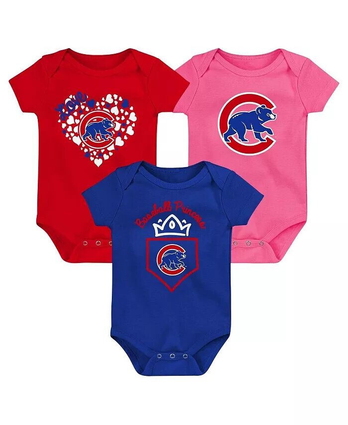 

Комплект из трех боди Chicago Cubs для мальчиков и девочек, королевский, красный, розовый Fanatics