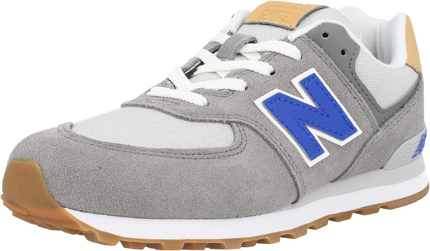 Детские замшевые кроссовки New Balance 574 серого цвета (Castlerock/Summer Fog)