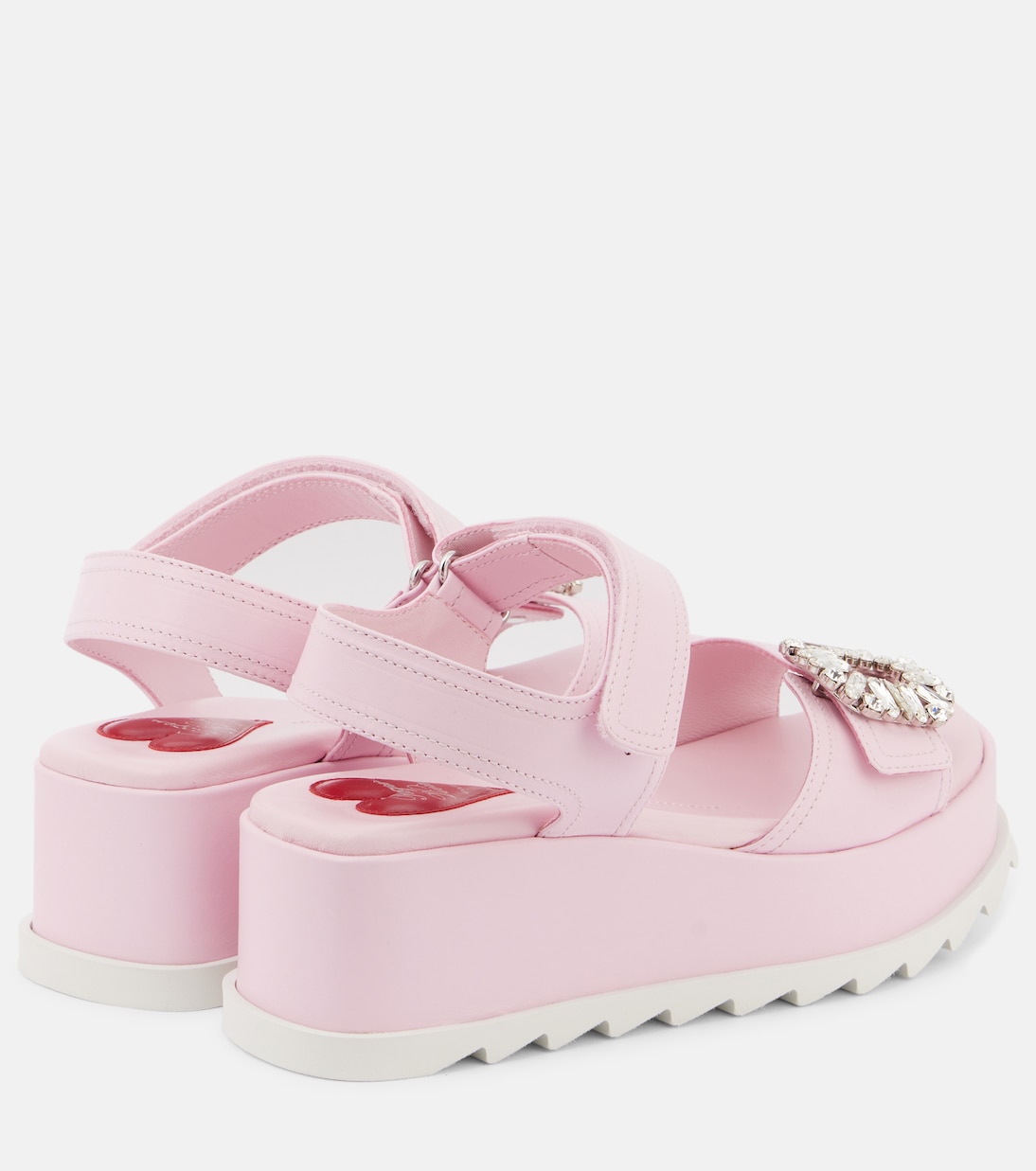 Босоножки на платформе из кожи с декором Roger Vivier, Teen Pink — фото 2