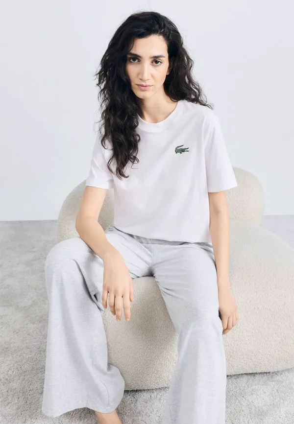 Пижамная рубашка Lacoste, White/Green, короткий рукав