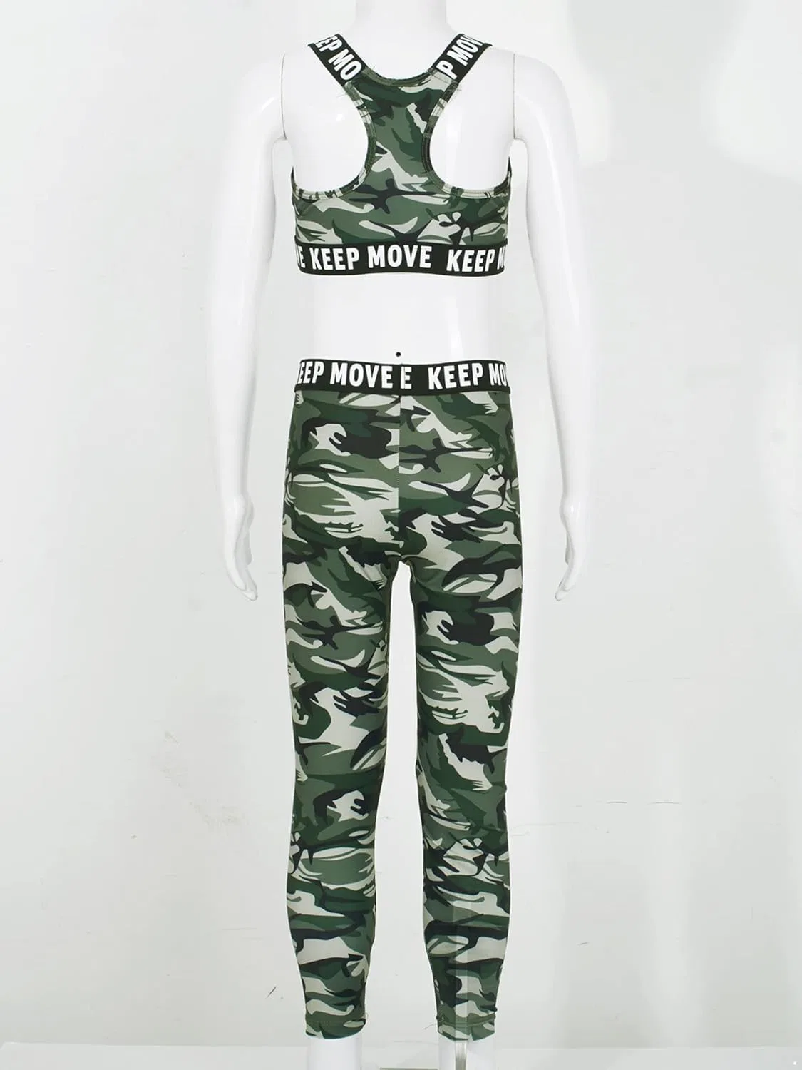 Детский спортивный комплект топ и леггинсы easyforever 2 предмета, Camouflage Green — фото 4