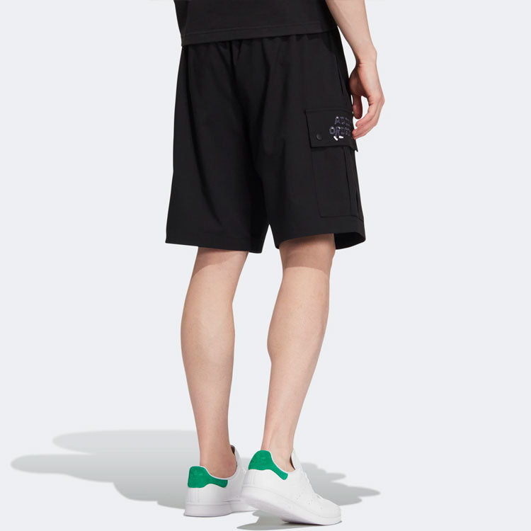 Шорты adidas originals x Charr Morita Crossover Logo Printing Straight Loose Shorts Black HR3466, черный — фото 3