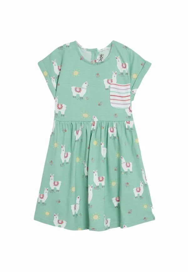 Платье-Джерси прямого кроя со спущенными плечами Jojo Maman Bébé, Mint Green Llama