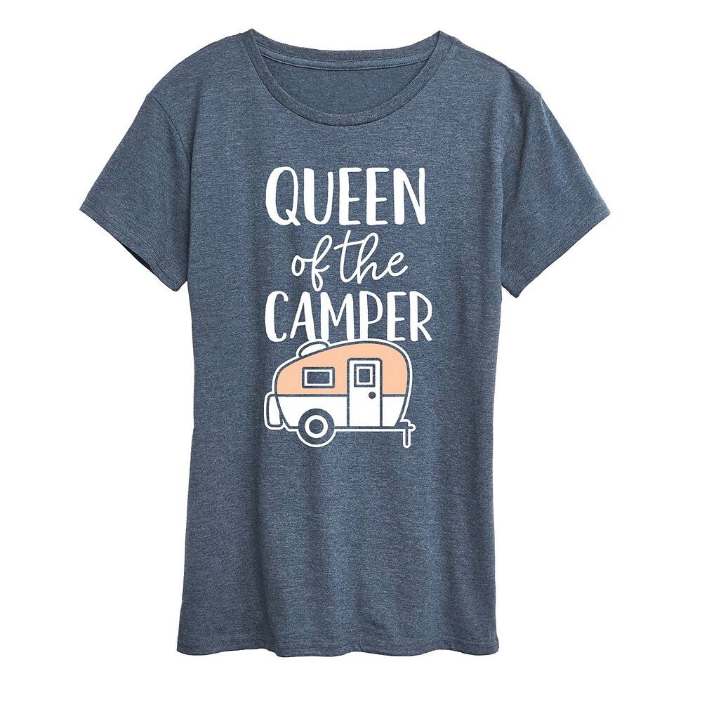 

Женская футболка с рисунком Queen of the Camper, цвет Heather Blue