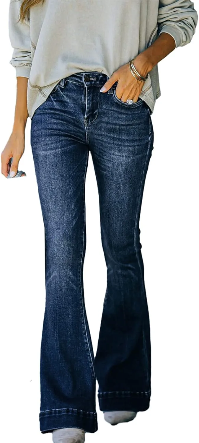 

Женские расклешенные джинсы Mid Rise с эффектом потертости ATOFY