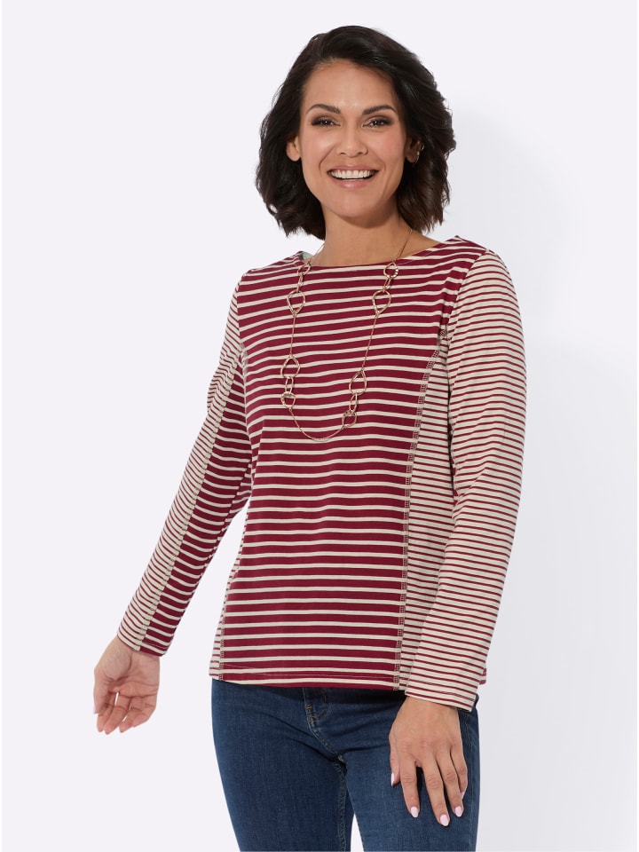 

Рубашка с длинными рукавами в полоску вишневого и цвета слоновой кости WITT WEIDEN