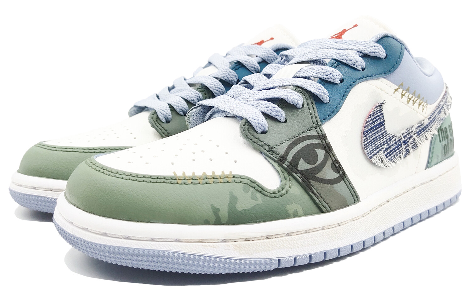 Кроссовки Air Jordan 1 Vintage Basketball Shoes Women's Low-top Blue, зеленый — фото 3