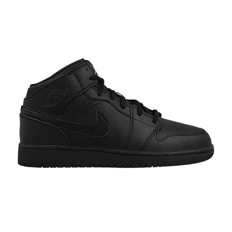 

Кроссовки Air Jordan 1 Retro Mid GS 'Black', черный