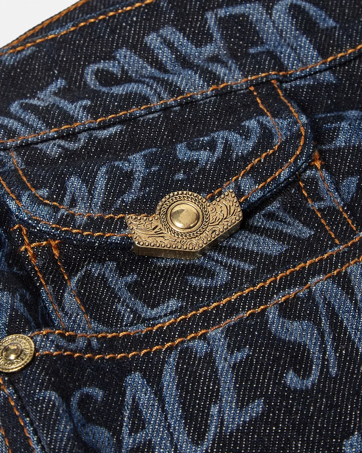 Джинсы облегающего кроя Liquify Logomania VERSACE, синий — фото 2