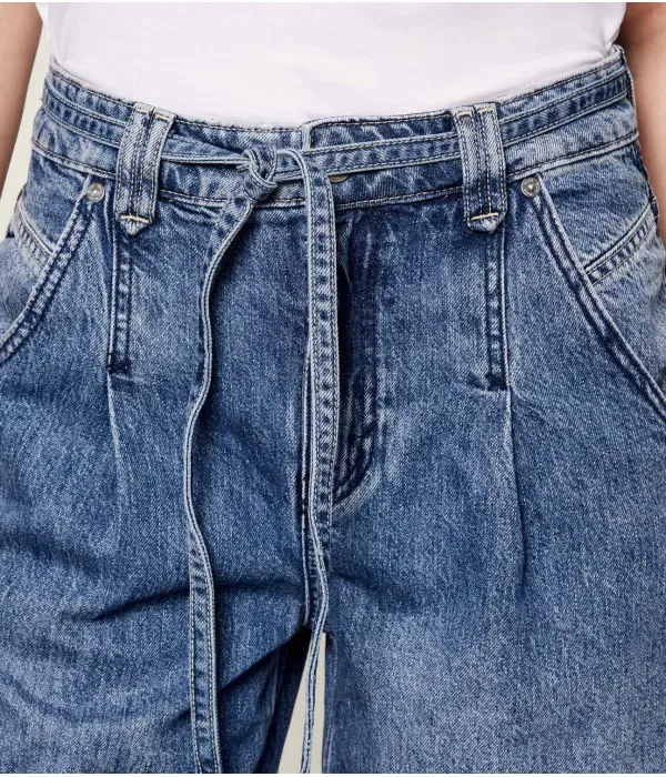 Джинсы C_плиссированные бочкообразные 1.0 mom fit Boss Orange, синий — фото 4