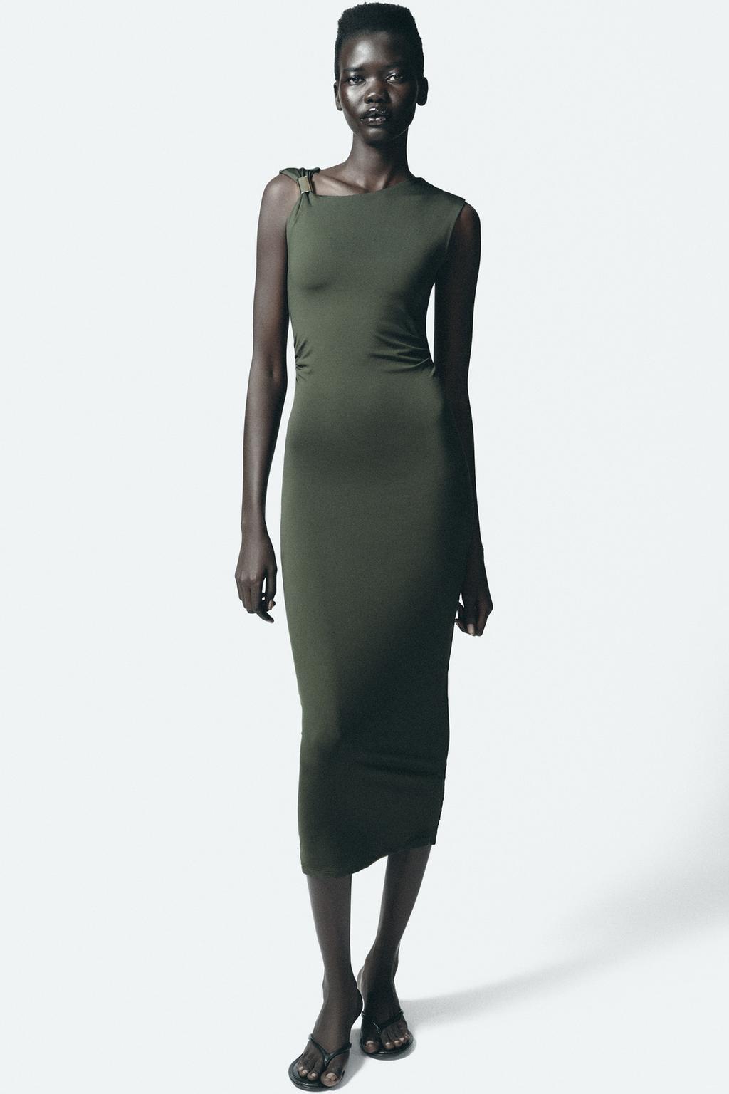 

Платье с металлической аппликацией ZARA, цвет Mid-green