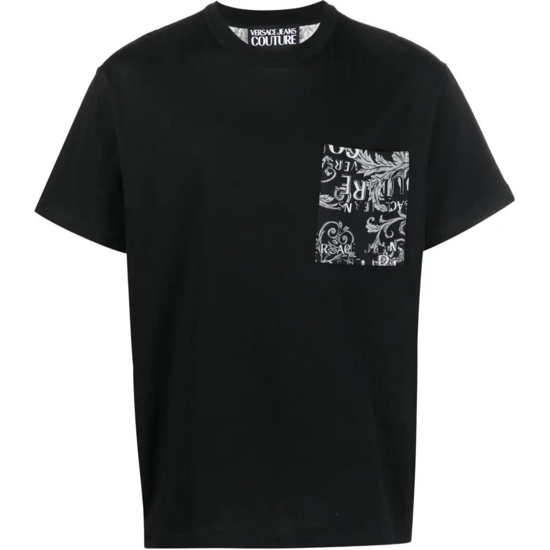 

VERSACE JEANS COUTURE Футболка мужская черно-серая, Черный, VERSACE JEANS COUTURE Футболка мужская черно-серая