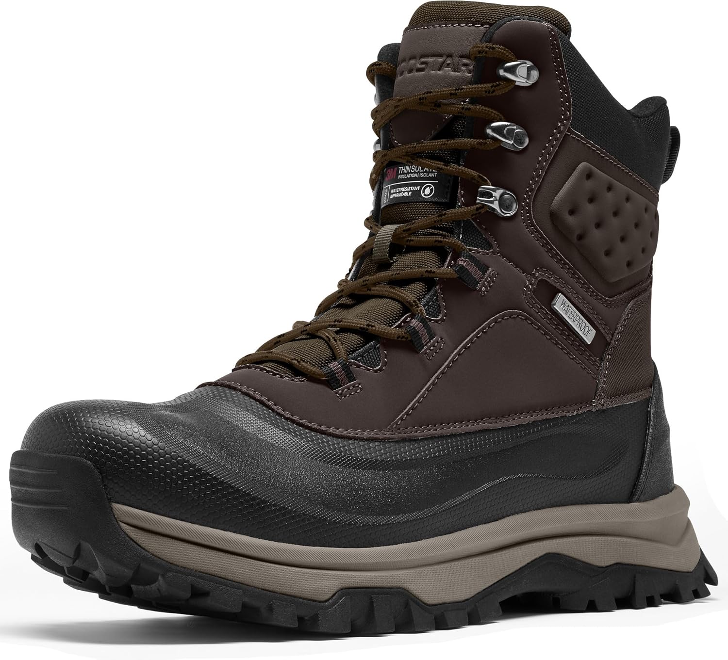 

Мужские зимние ботинки с утеплителем и водонепроницаемой защитой для холодной погоды Coostar, темно-коричневый