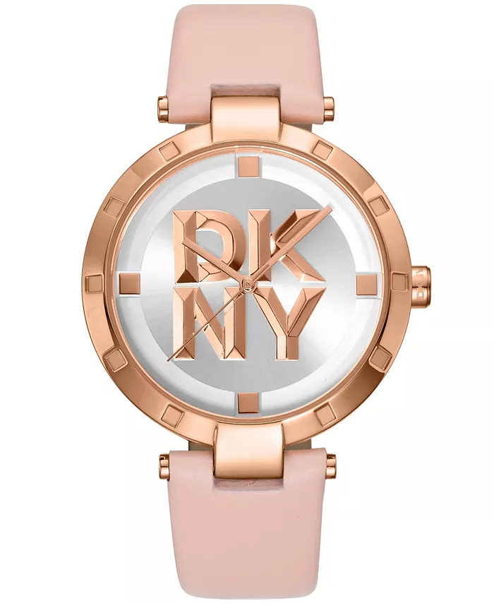 

Женские часы Essential Logo с розовым кожаным ремешком, 38 мм DKNY