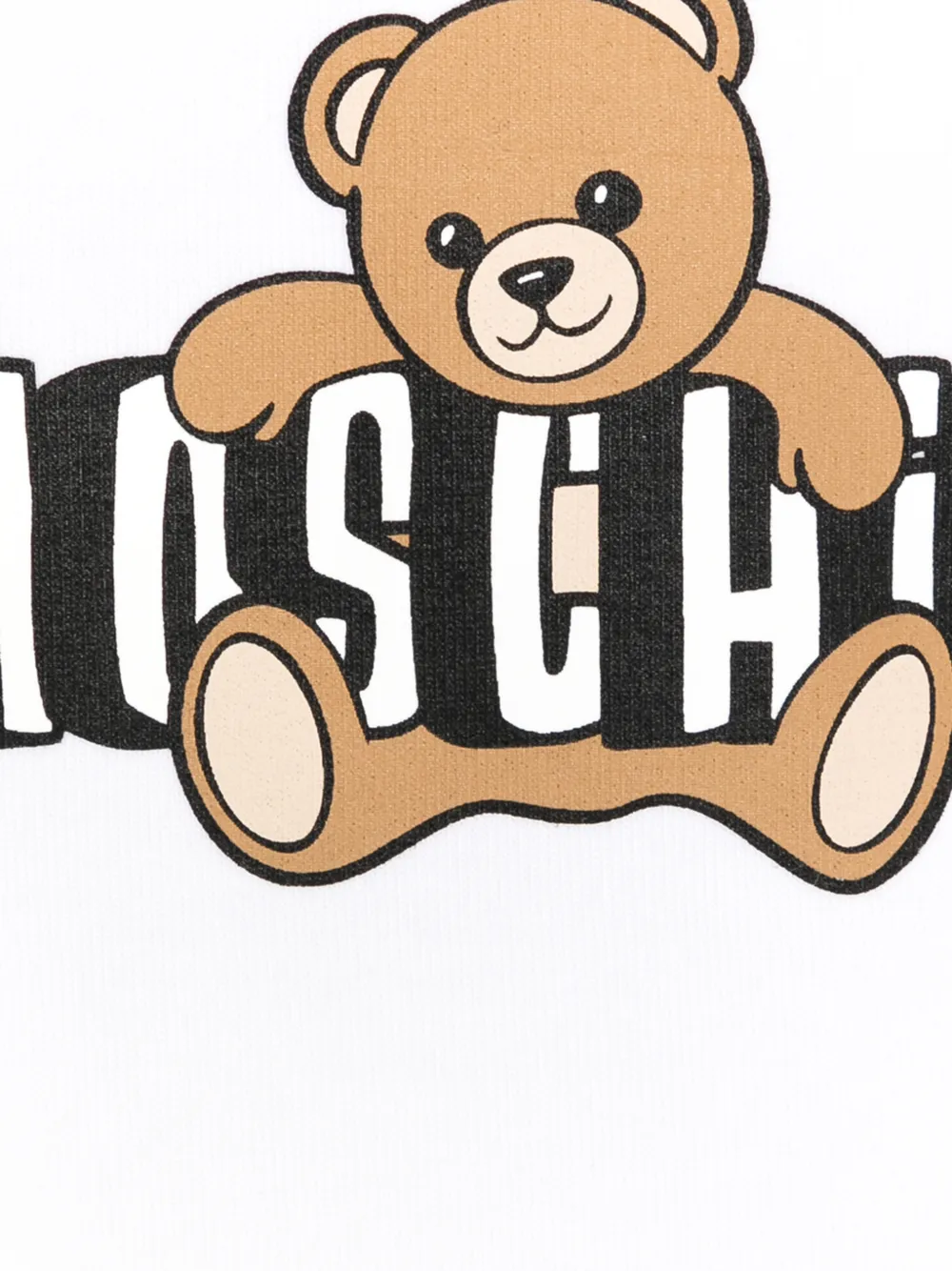Футболка с принтом мишки и рукавами-фонариками Moschino Kids, белый — фото 3