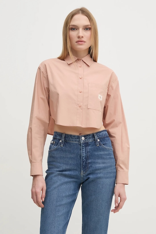 

Хлопковая рубашка Calvin Klein Jeans, оранжевый