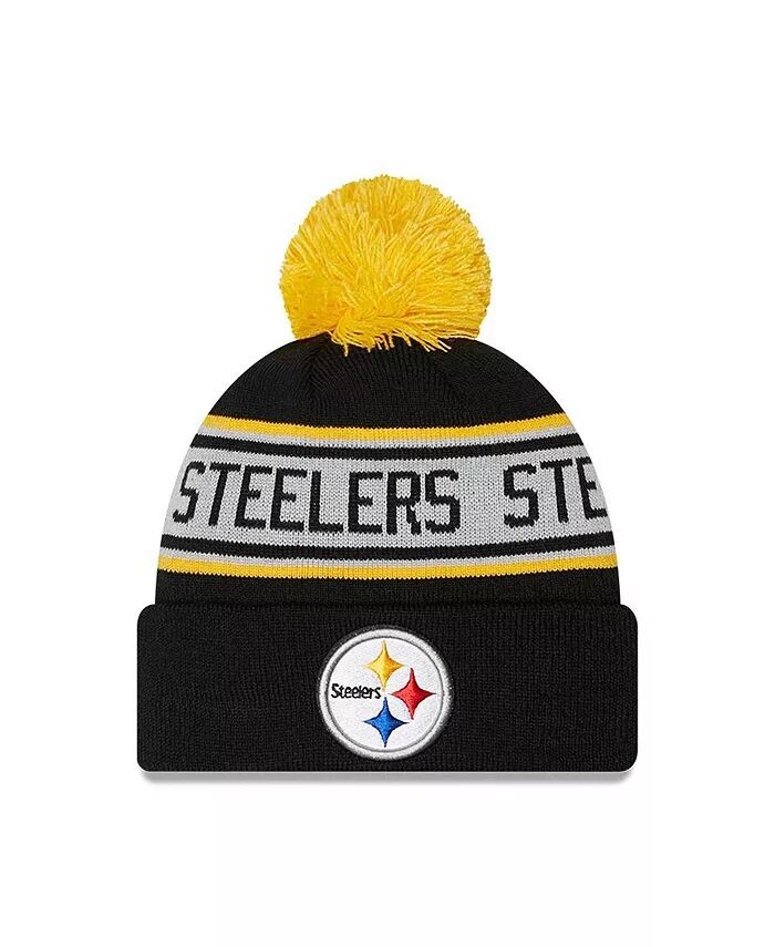 

Черная вязаная шапка Pittsburgh Steelers с манжетами и помпоном для мальчиков и девочек дошкольного возраста New Era, черный