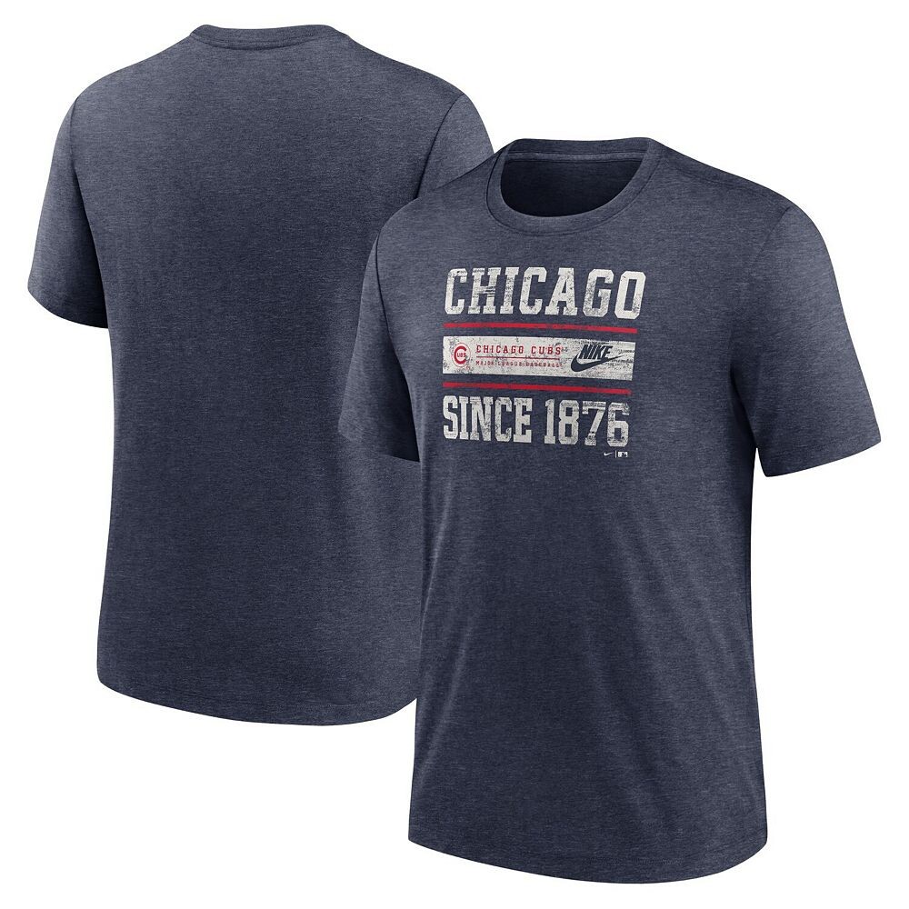 

Мужская футболка Nike Heather Navy Chicago Cubs Cooperstown Collection Local Stack Tri-Blend, цвет Cub Navy
