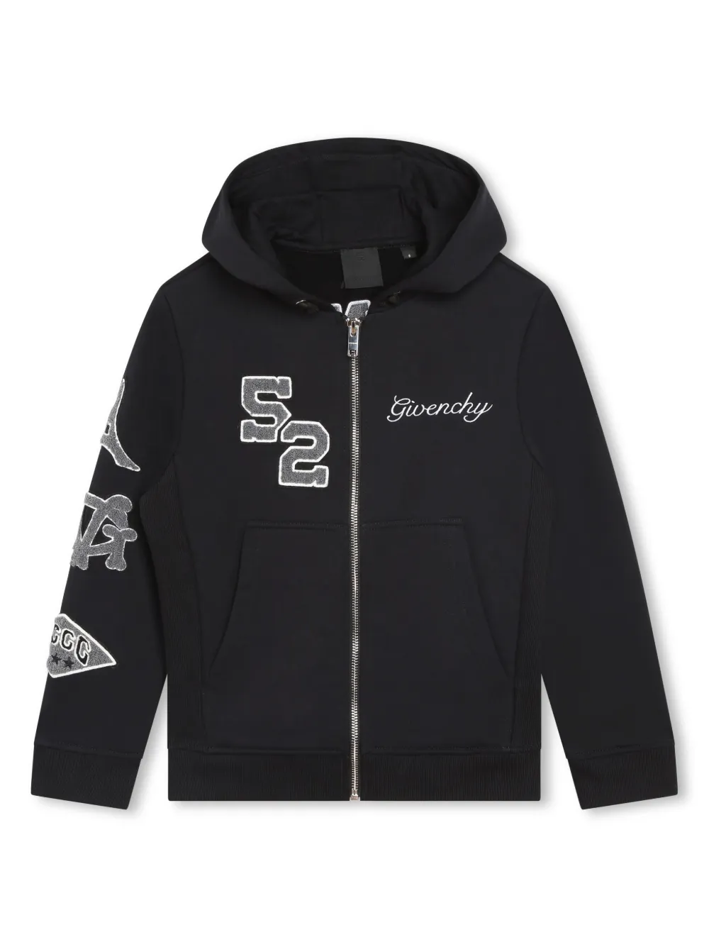 

Худи на молнии с вышитым логотипом Givenchy Kids, черный