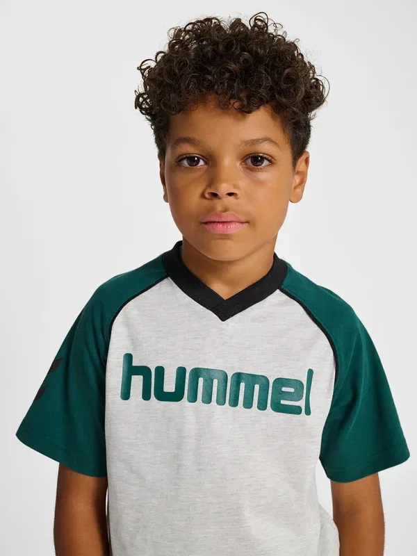 Футболка Hummel Hml reg v neck ss print t-shirt, светло-серый меланж — фото 4