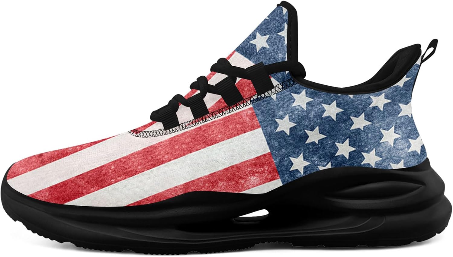 

Мужские беговые кроссовки с сеткой, дизайн с американским флагом для патриотических энтузиастов и ветеранов Onegam, черный/красный