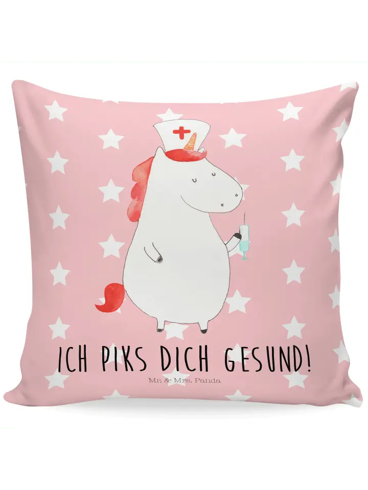 

Подушка Mr & Mrs Panda 40x40 Einhorn Krankenschwester, цвет rot pastell
