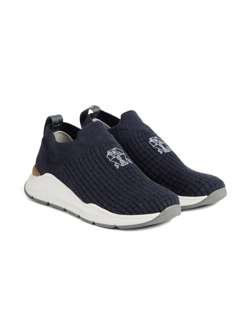 

Слипоны с логотипом Brunello Cucinelli Kids, синий
