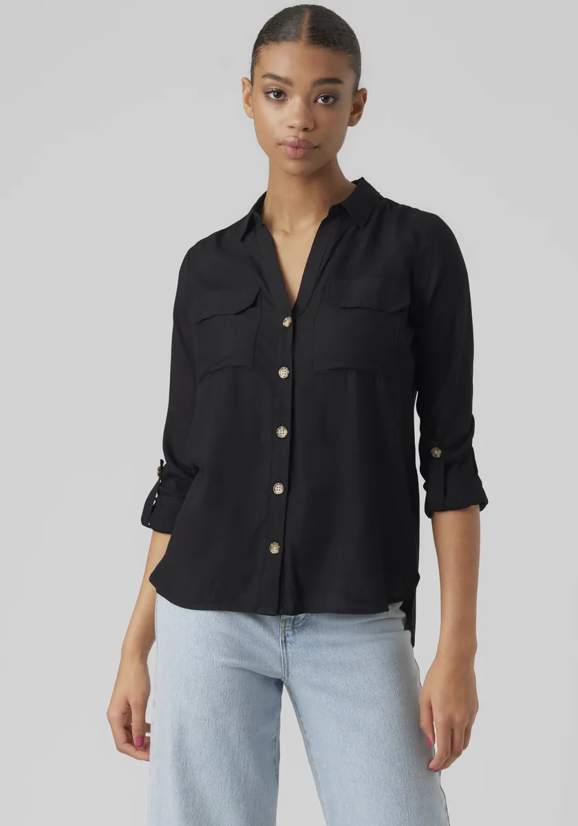 

Блуза-рубашка Vero Moda "VMBUMPY L/S SHIRT NEW WVN GA NOOS", черный