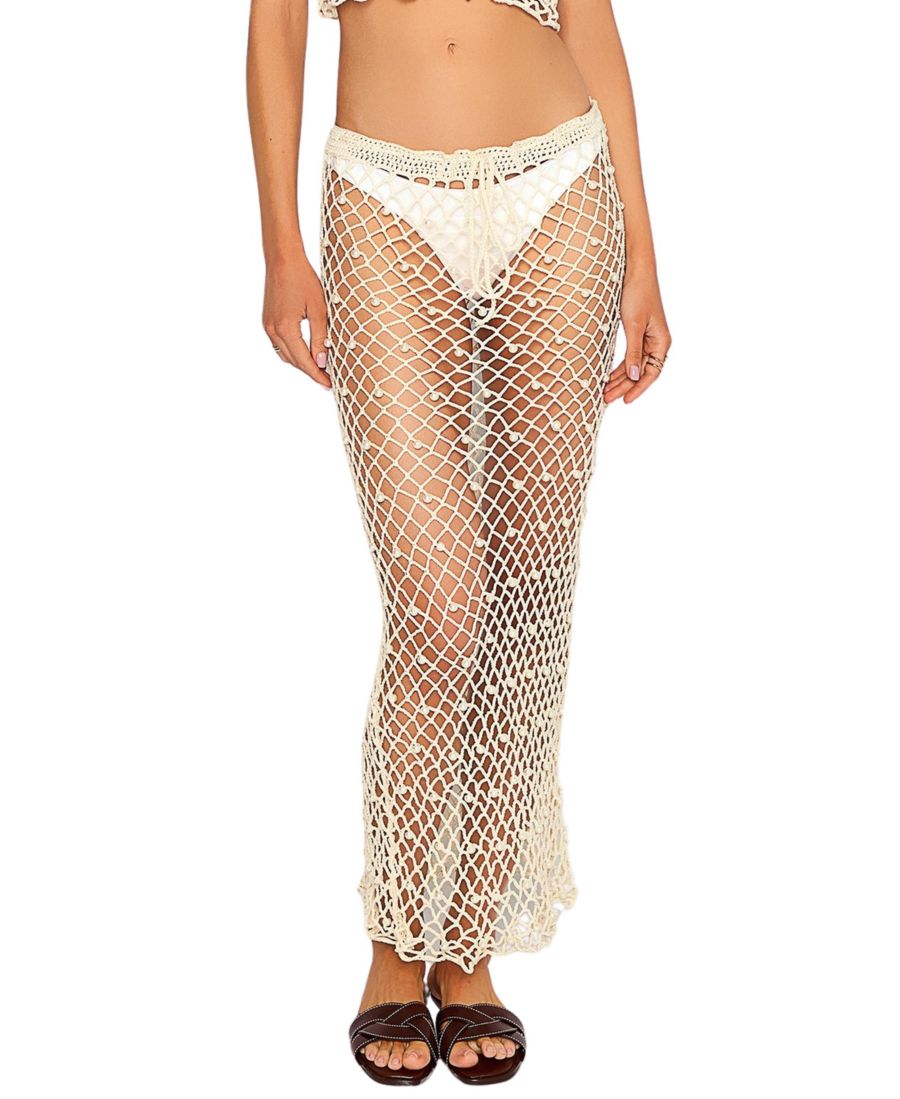 

Женская вязаная юбка-накидка с жемчужной отделкой Beach Bunny Swimwear, Ivory