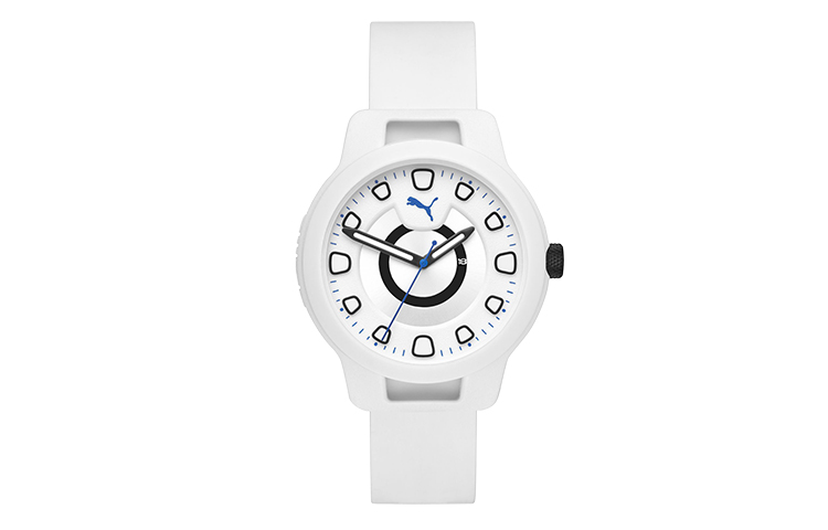 

Часы мужские кварцевые на силиконовом ремешке с белым циферблатом PUMA