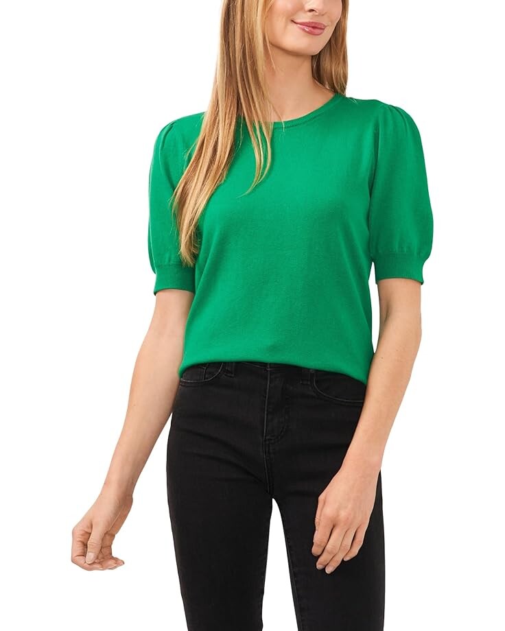 

Свитер CeCe Short Sleeve Pearl Back, цвет Electric Green