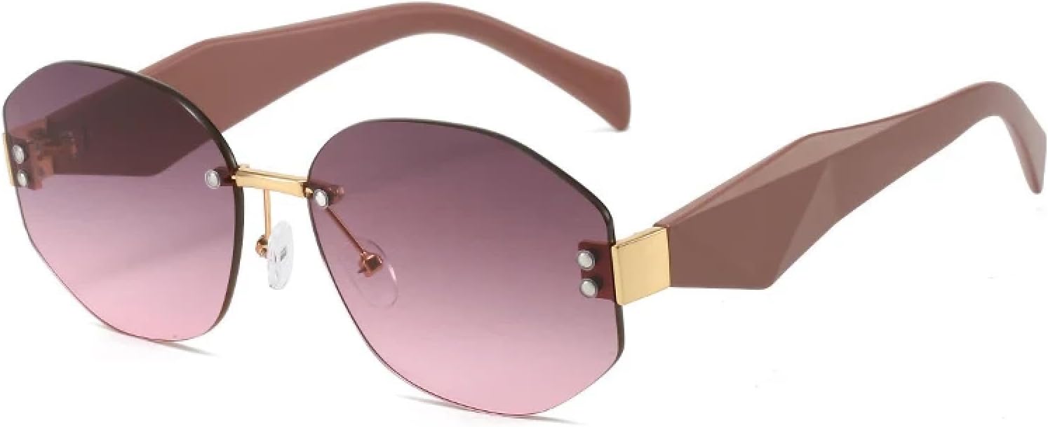 

Винтажные солнцезащитные очки без оправы для женщин и мужчин. Модные тренды. Солнцезащитные очки для улицы, вождения, защита от УФ-излучения UV400 TKKTLLT, Brown Gray Pink