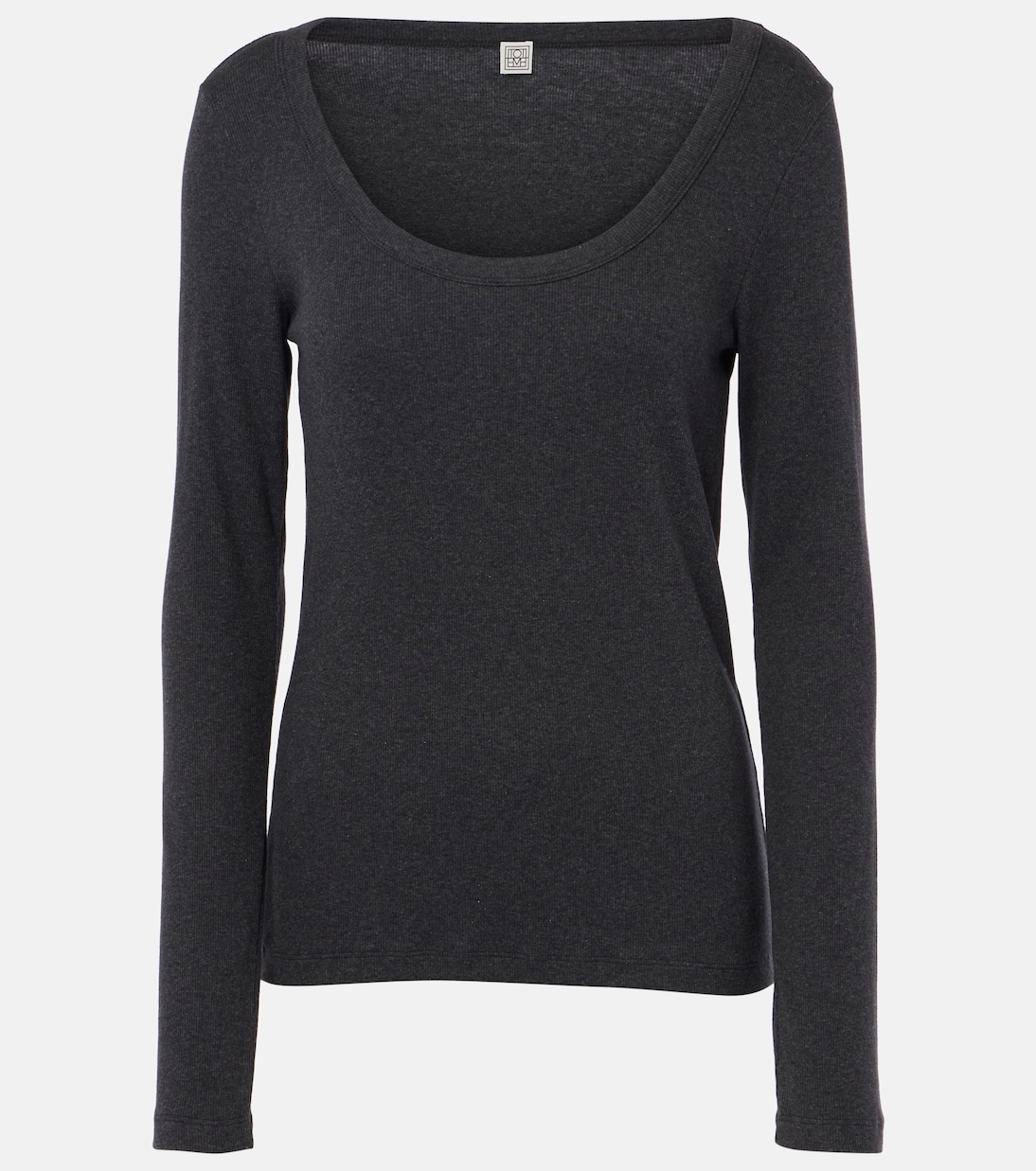 

Топ из джерси с добавлением хлопка в рубчик Toteme, Charcoal Melange