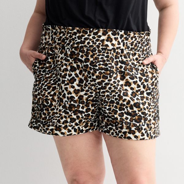 

Шорты больших размеров с оборками и карманами Intempo, цвет cheetah print