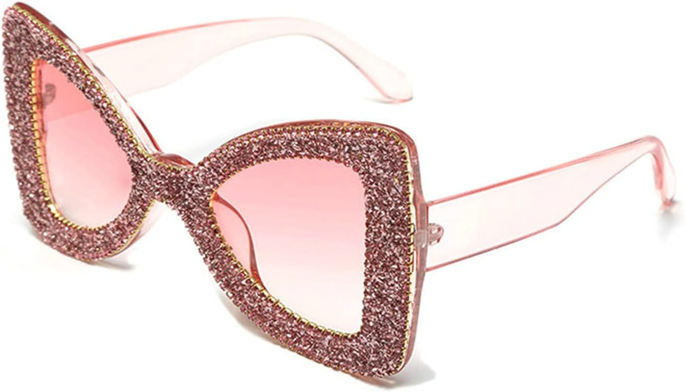 

Солнцезащитные очки COTIA Oversized Butterfly для женщин, солнцезащитные очки с бриллиантами, стразами и блестками для мужчин, роскошные очки с защитой от УФ-излучения UV400, Pink