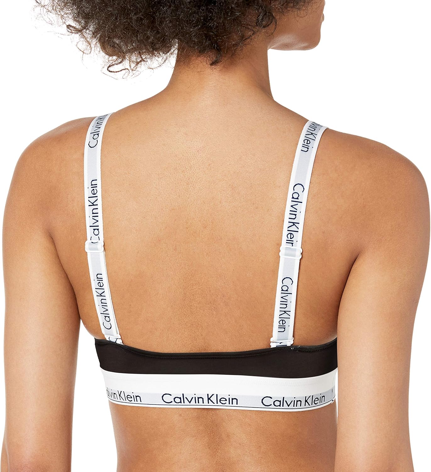 Женский современный хлопковый бюстгальтер-бралетт Calvin Klein с треугольными чашечками и перекрещивающимися бретельками без подкладки, Black — фото 3