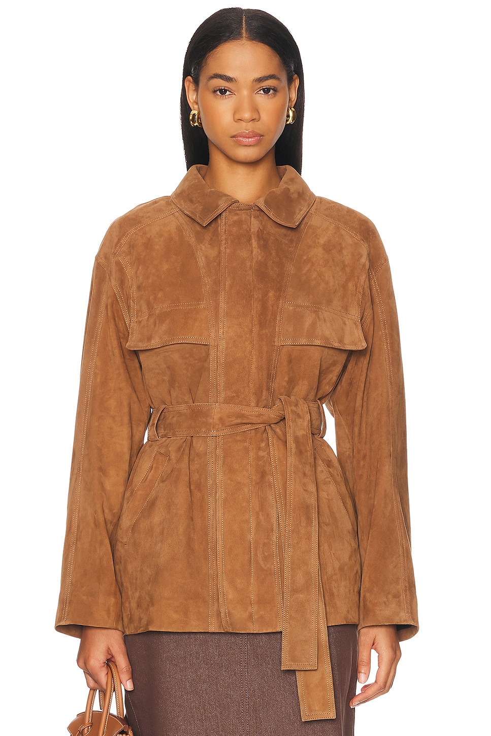 

Закрытая замшевая куртка Zakary Nour Hammour, Tobacco Suede